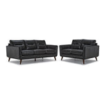 Miguel Leather Sofa and Loveseat Set - Charcoal