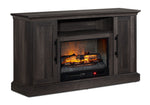 Millbrook 59.75" Fireplace TV Stand in Fawn Aged Oak with electric fireplace, solid wood-look cabinet doors and open shelf