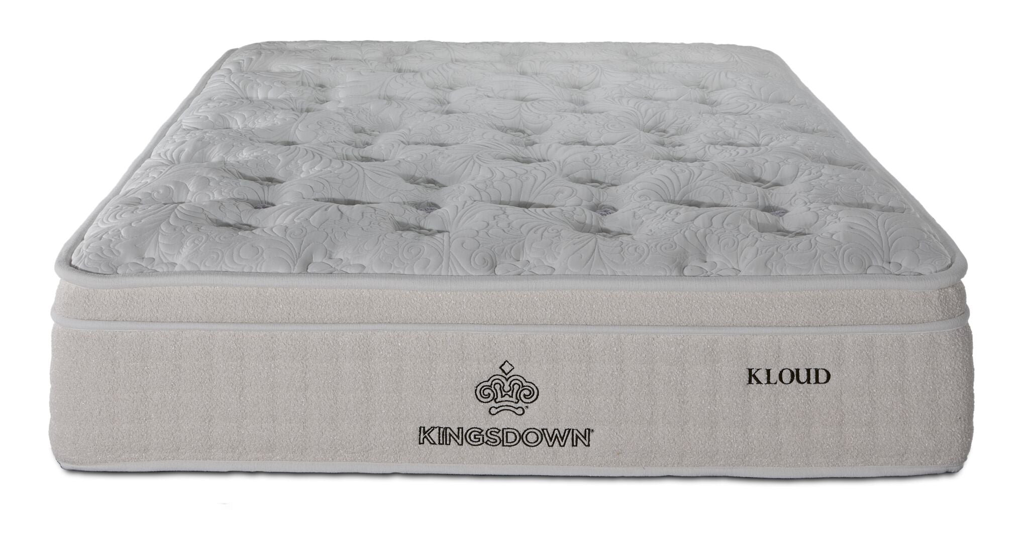 Front view of the Kingsdown Mist Medium Euro Top twin mattress with a quilted top and cream border