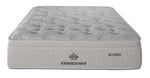 Front view of Kingsdown Atmosphere Plush Euro Top Twin mattress with tufted top and Kingsdown branding