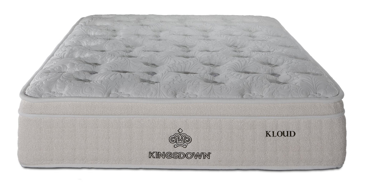 Front view of Kingsdown Atmosphere Plush Euro Top Twin XL mattress with tufted top and Kingsdown branding