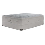 Kingsdown Mist Medium Euro Top queen mattress and matching cream boxspring set, shown at an angle