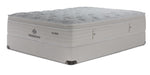 Kingsdown Atmosphere Plush Euro Top Twin mattress and boxspring set with white tufted top and beige upholstery