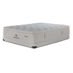 Kingsdown Mist Medium Euro Top queen mattress and matching cream low-profile boxspring, shown at an angle