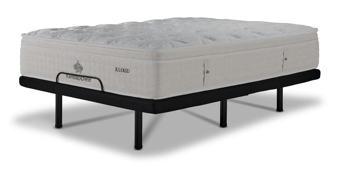 Kingsdown Mist Medium Euro Top full mattress on an L2 Lux adjustable base in the flat position