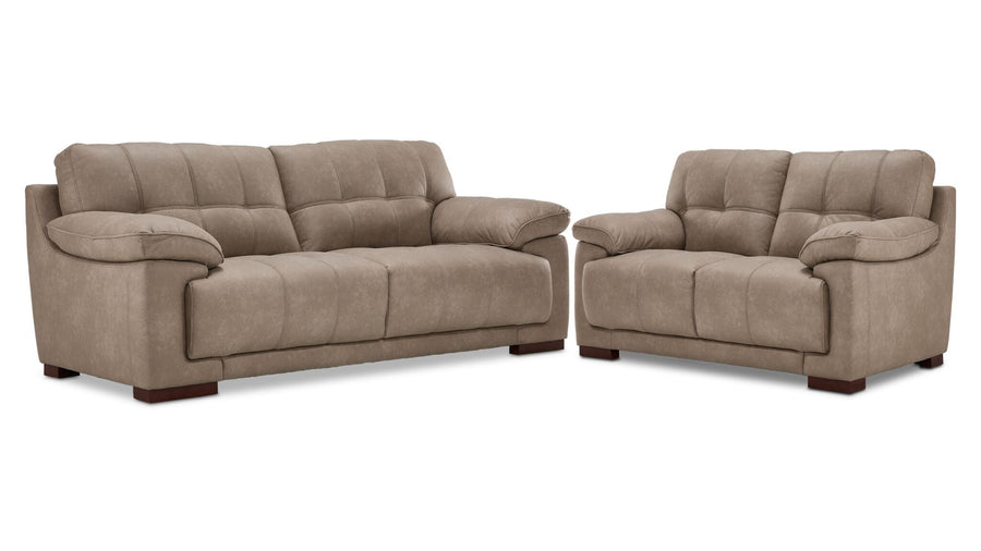 Modena Sofa and Loveseat Set - Taupe