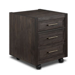 Modern Edge dark grey filing cabinet with locking file drawer, satin wash pull and front view