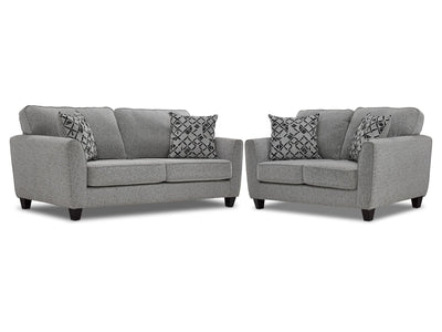 Moncton Sofa and Loveseat Set - Light Grey