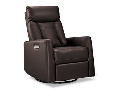 Mustang Swivel Glider Power Recliner - Dark Brown