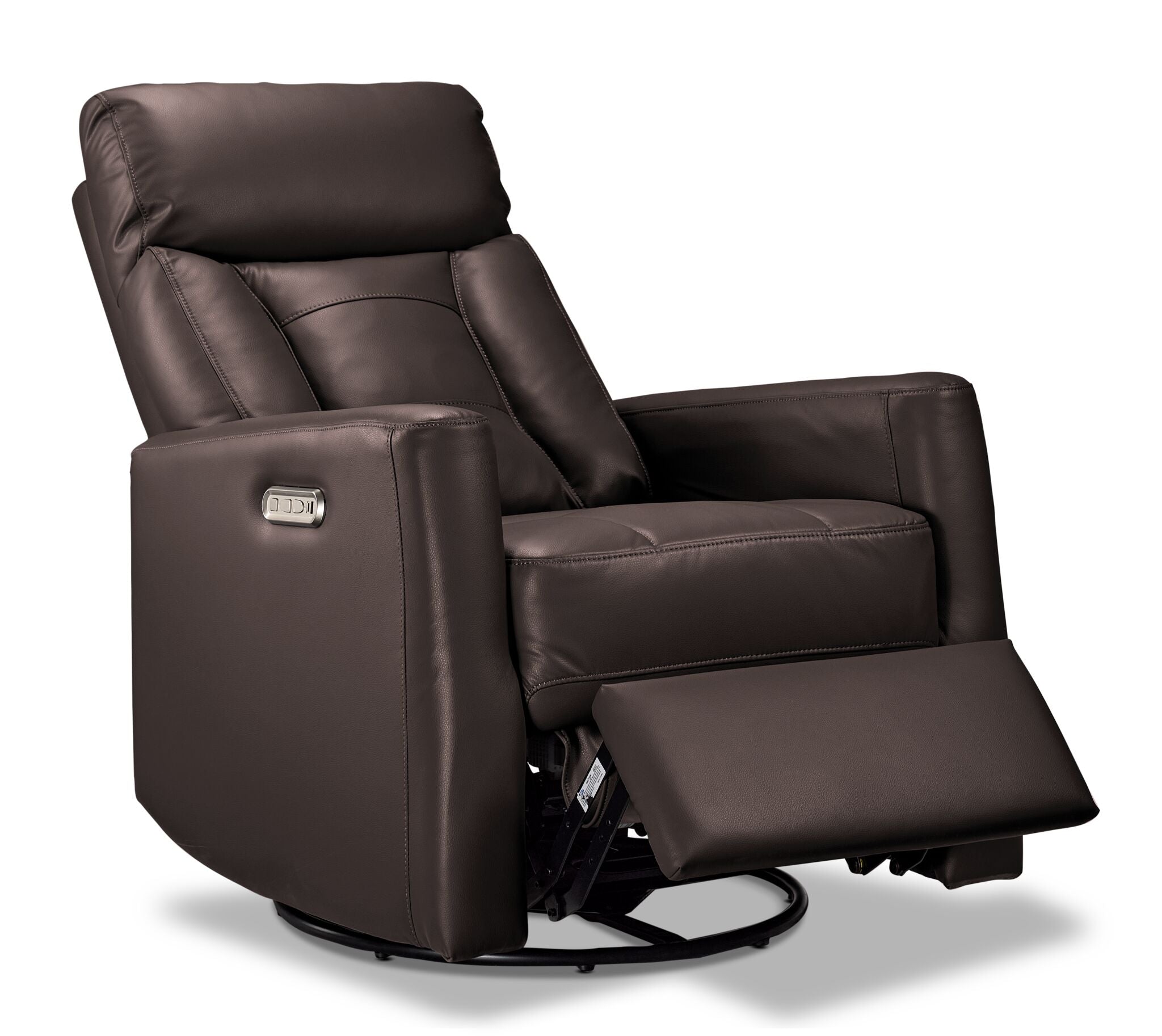 【gp_888】①コンソール特殊、助手席フラット【ローレルブラウン】 Mustang Swivel Glider Power Recliner - Dark Brown | Leon's