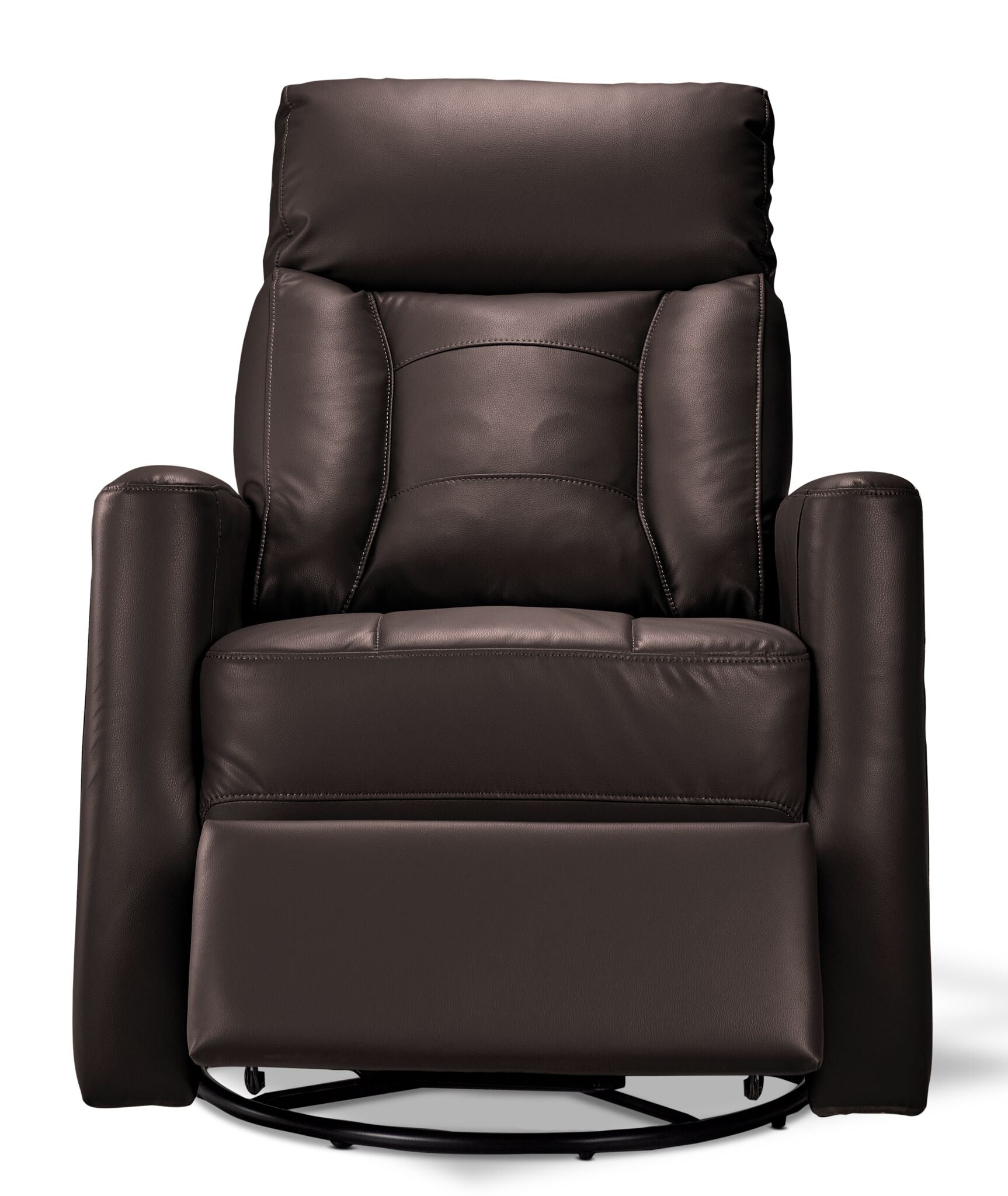 【gp_888】①コンソール特殊、助手席フラット【ローレルブラウン】 Mustang Swivel Glider Power Recliner - Dark Brown | Leon's