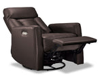Mustang Swivel Glider Power Recliner - Dark Brown