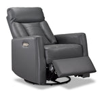 Mustang Swivel Glider Power Recliner - Dark Grey