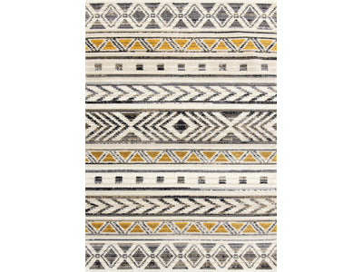Golden Peaks 5'3" x 7'7" Tribal Area Rug - Grey, Yellow