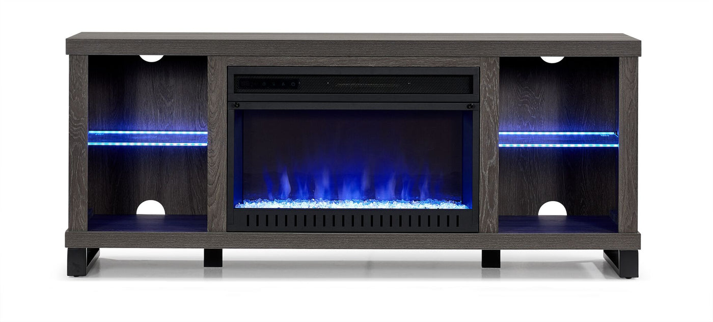Neelam 60" Fireplace Console - Light Grey