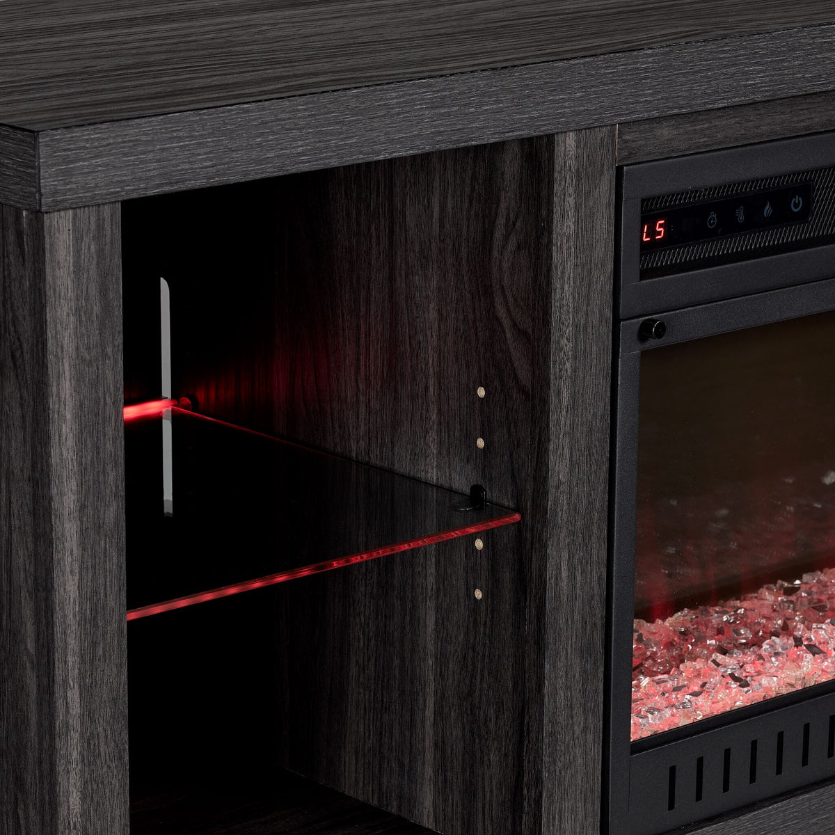 Neelam 60" Fireplace Console Charcoal Grey Leon's