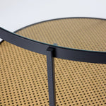 Neely 20" End Table - Black and Woven Rattan
