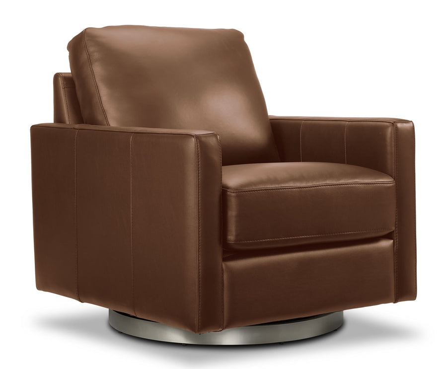 Nevada Leather Swivel Chair - Brown