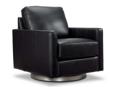 Nevada Leather Swivel Chair - Black