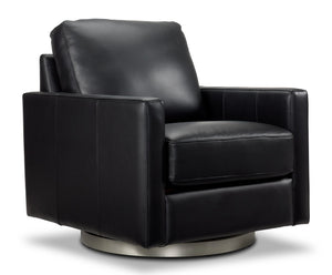 Nevada Leather Swivel Chair - Black