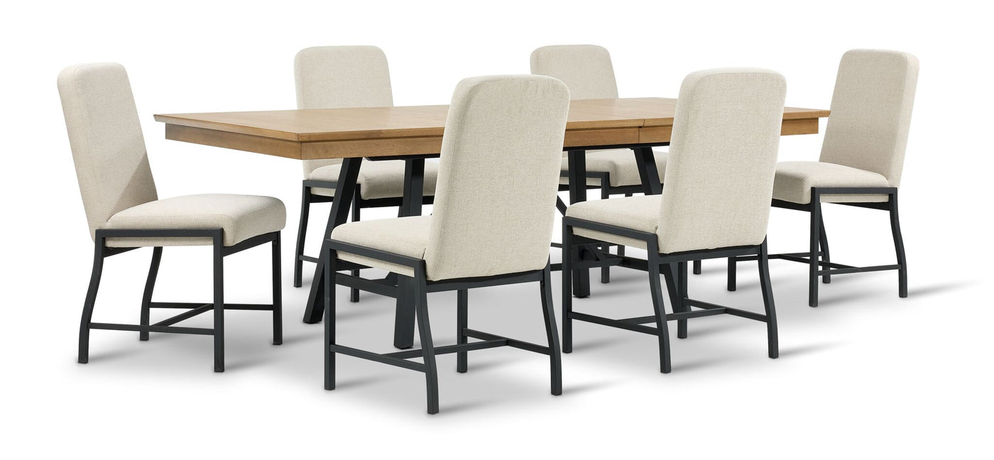 Feeling Connected - Newport 7-Piece Extendable Dining Set - Oak and Black
