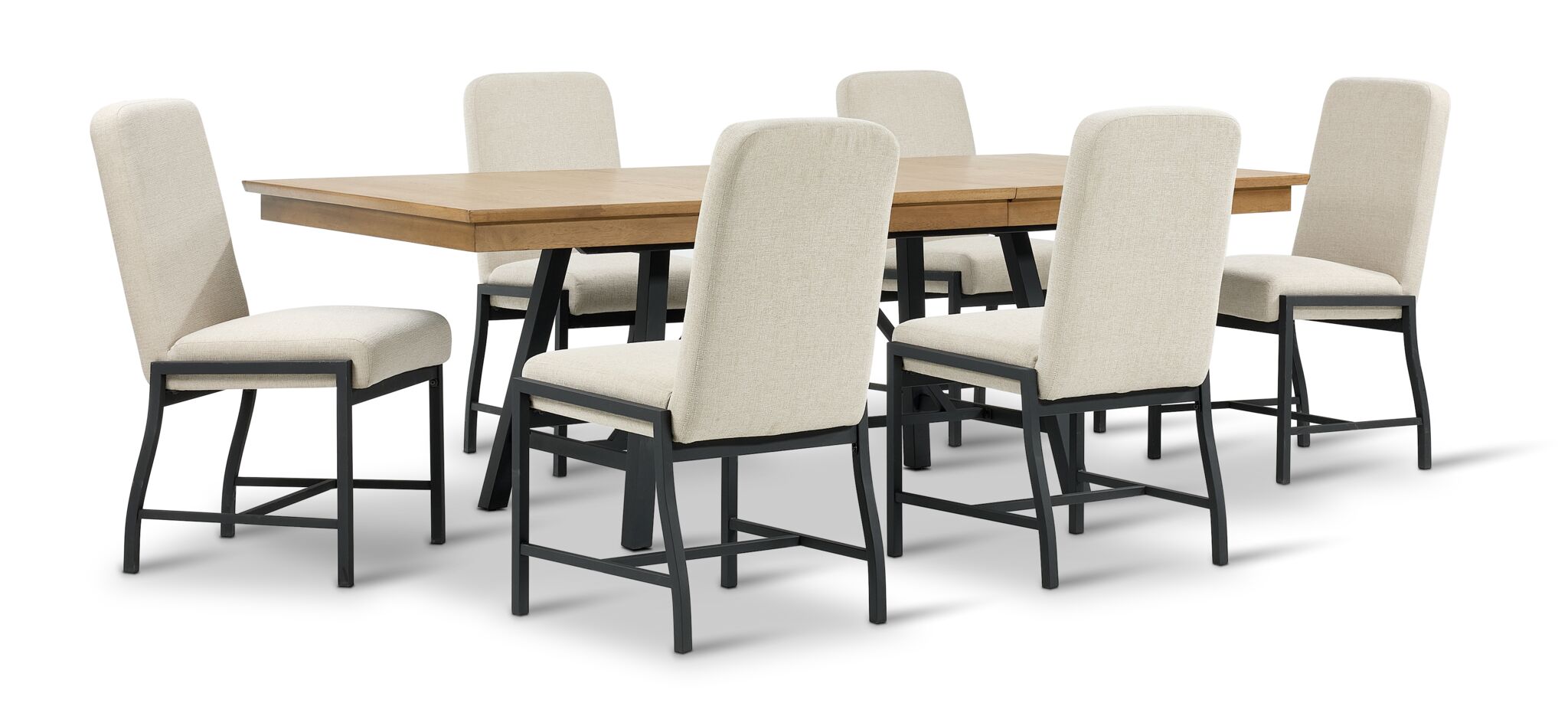 Feeling Connected - Newport 7-Piece Extendable Dining Set - Oak and Black