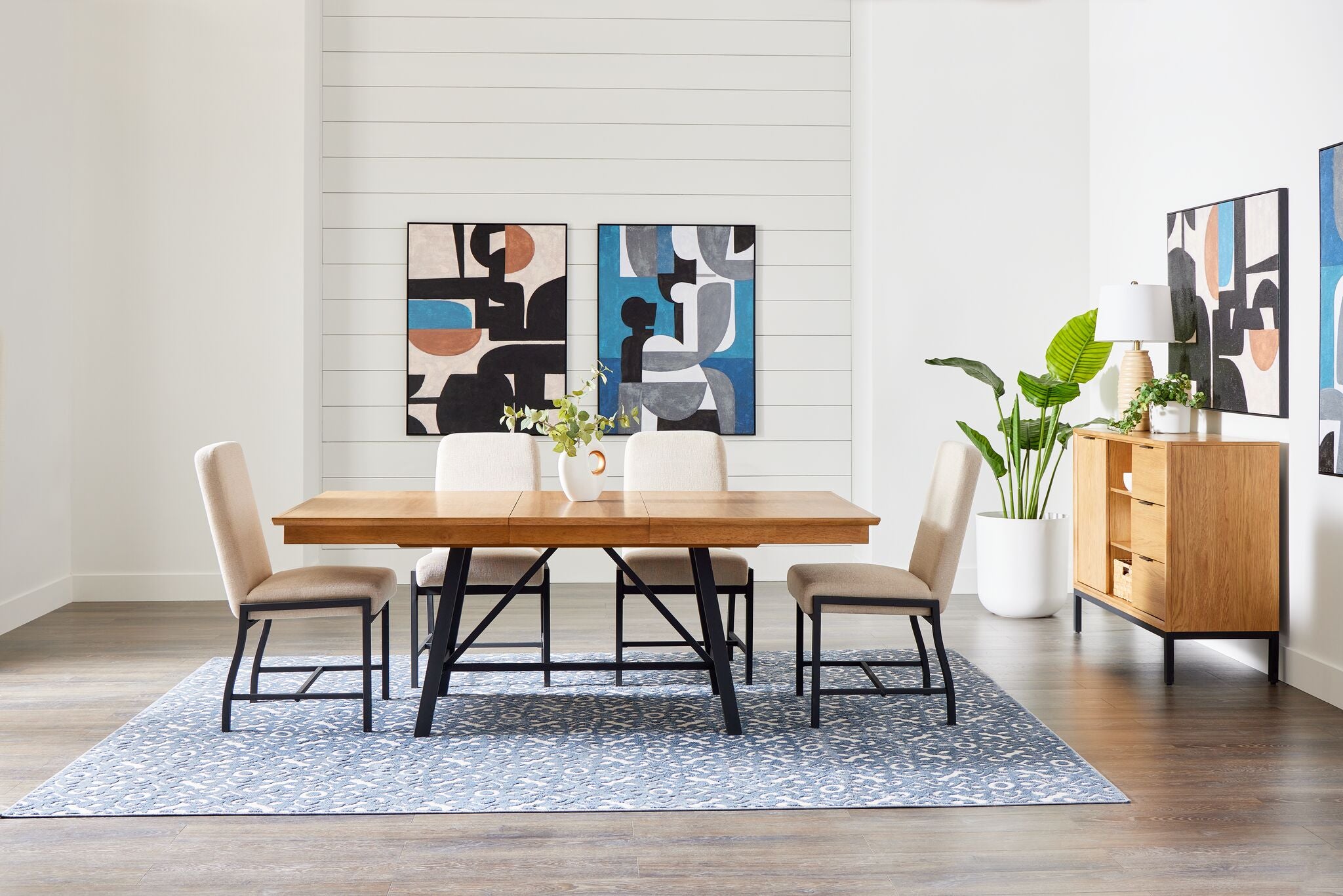 Feeling Connected - Newport Extendable Trestle Table - Oak and Black