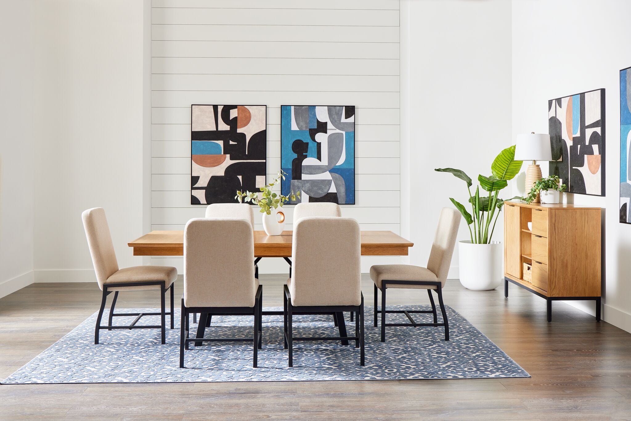 Feeling Connected - Newport 7-Piece Extendable Dining Set - Oak and Black