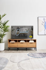 Feeling Connected - Newport 70" TV Stand - Oak and Black