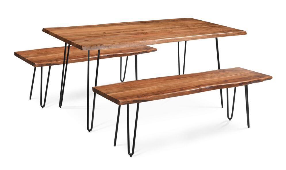 Niagara 3Piece Dining Set with Benches Natural Leon's