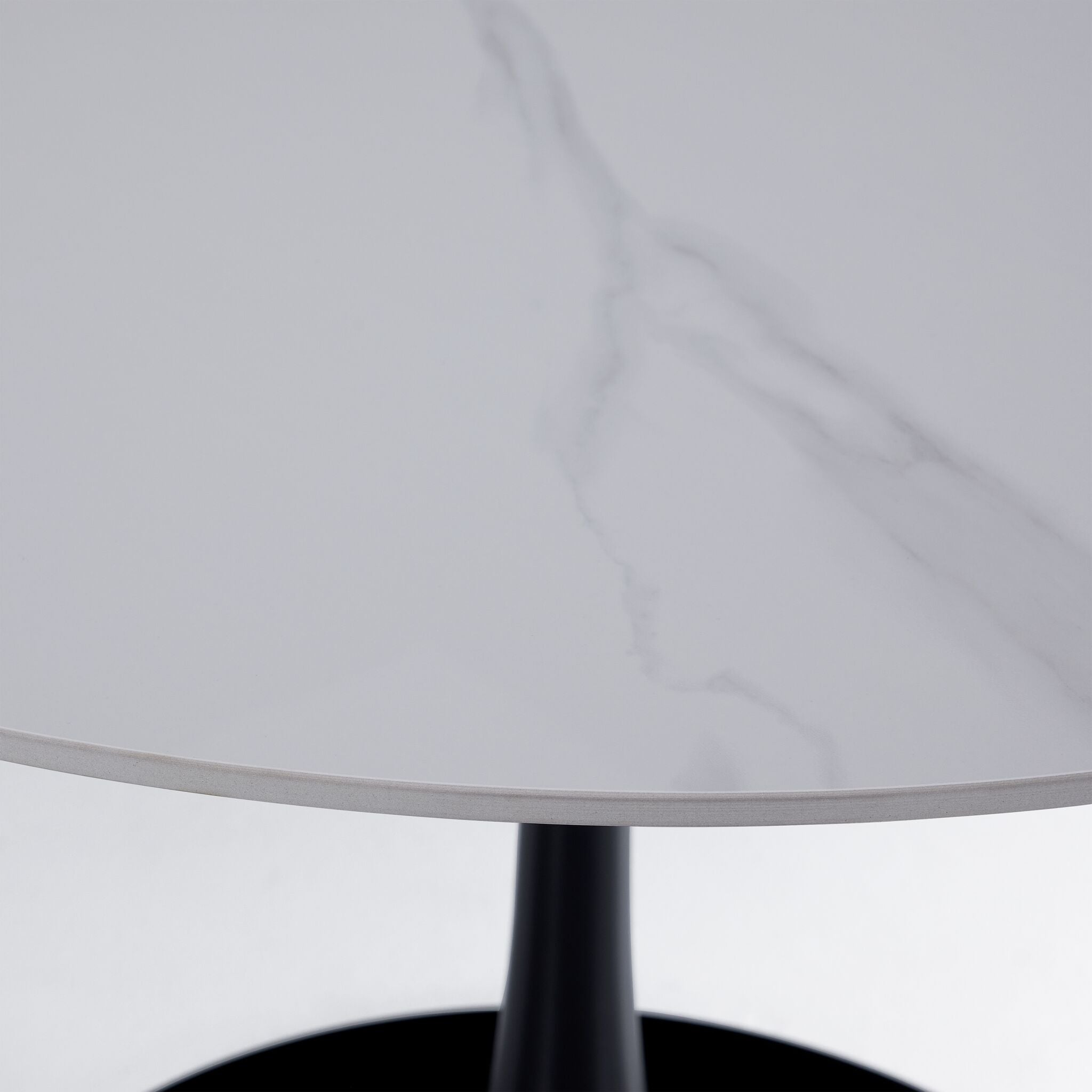 Nyla Sintered Stone Round Dining Table- White, Black