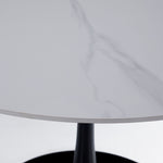 Nyla 5-Piece Sintered Stone Round Dining Set - White, Black, Grey