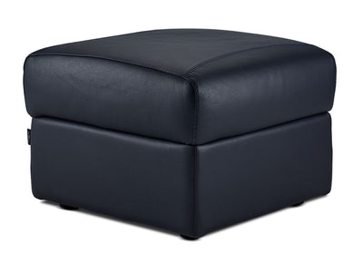 Orlando-Ray Leather Storage Ottoman - Navy Blue