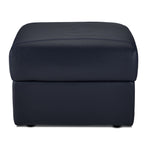 Orlando-Ray Leather Storage Ottoman - Navy Blue
