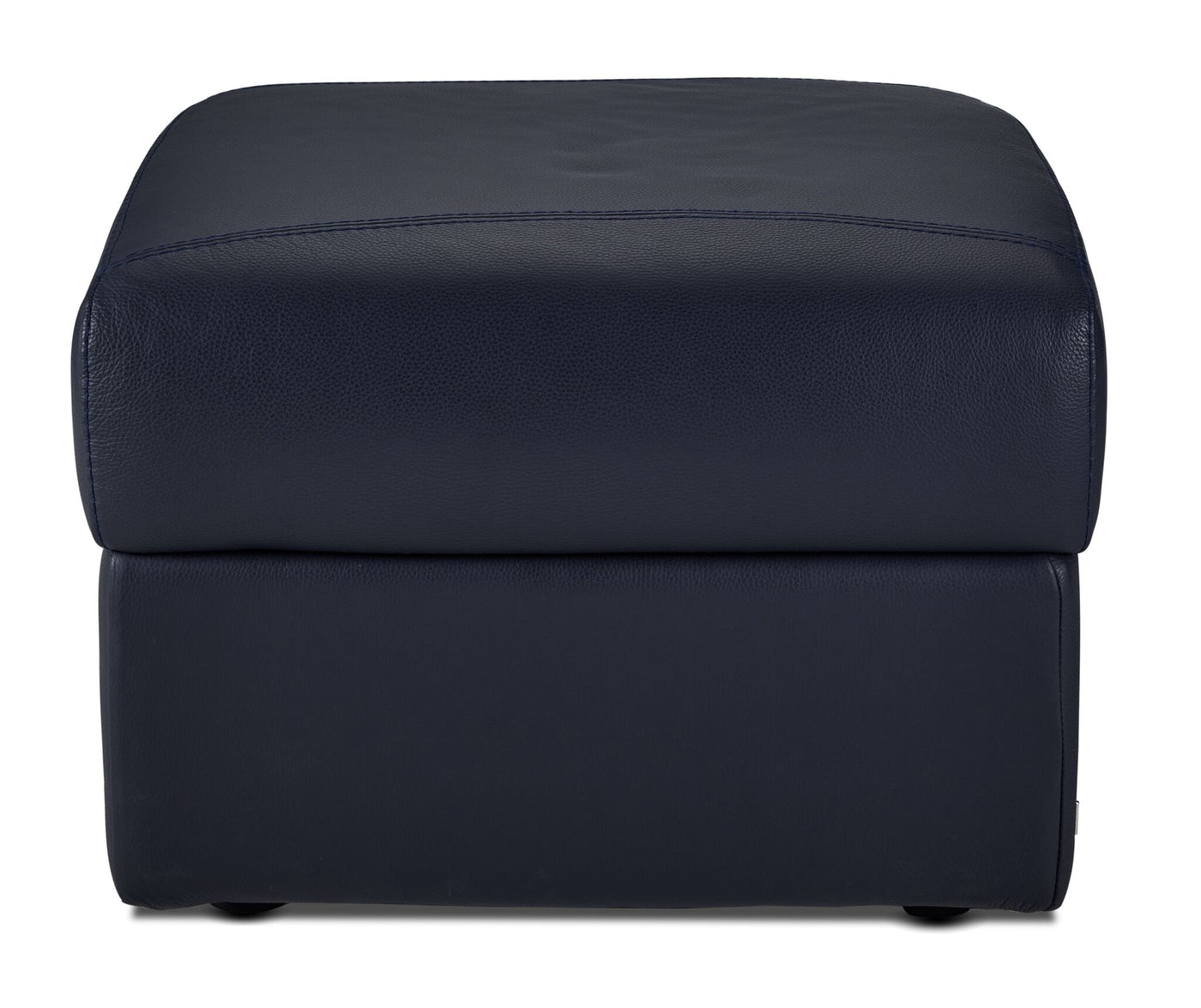 Orlando-Ray Leather Storage Ottoman - Navy Blue