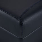 Orlando-Ray Leather Storage Ottoman - Navy Blue