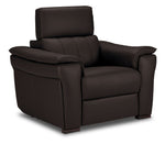 Orlando-Ray Leather Sofa and Chair Set - Chocolate