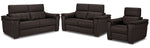 Orlando-Ray Leather Sofa, Loveseat and Chair Set - Chocolate