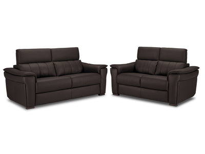 Orlando-Ray Leather Sofa and Loveseat Set - Chocolate