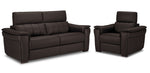 Orlando-Ray Leather Sofa and Chair Set - Chocolate