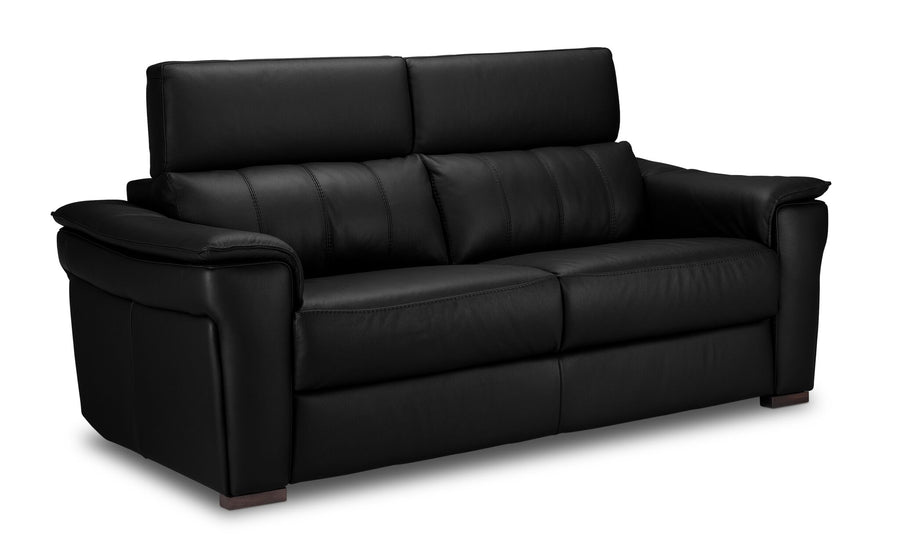 Orlando-Ray Leather Sofa - Black