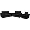 Orlando-Ray Leather Sofa, Loveseat and Chair Set - Black