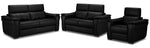 Orlando-Ray Leather Sofa, Loveseat and Chair Set - Black