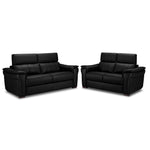 Orlando-Ray Leather Sofa and Loveseat Set - Black