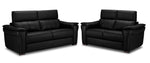 Orlando-Ray Leather Sofa and Loveseat Set - Black