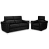 Orlando-Ray Leather Sofa and Chair Set - Black