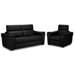 Orlando-Ray Leather Sofa and Chair Set - Black
