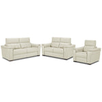 Orlando-Ray Leather Sofa, Loveseat and Chair Set - White