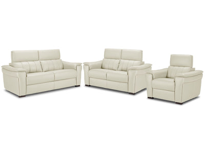 Orlando-Ray Leather Sofa, Loveseat and Chair Set - White