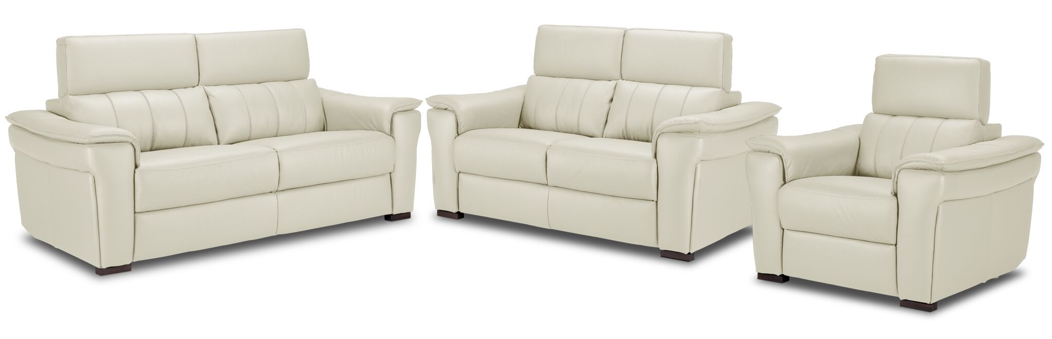 Orlando-Ray Leather Sofa, Loveseat and Chair Set - White